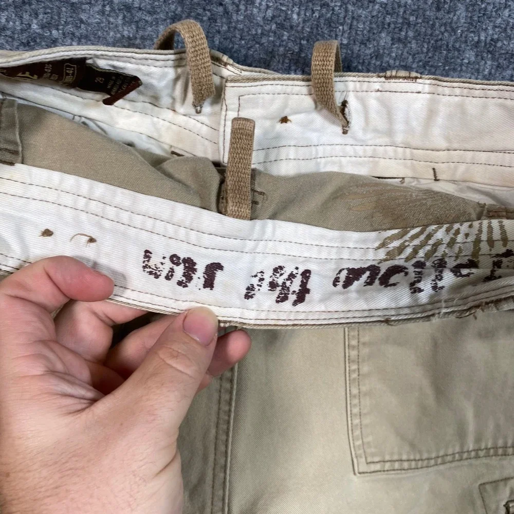 American Eagle Mens Khaki Cargo Shorts Size 29 Tan Cotton Drawstring Utility